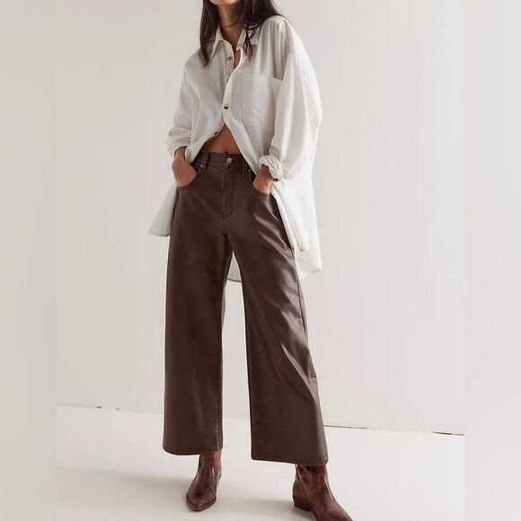 Free People Misha Vegan Barrel Leg Pants - Picture 1 of 10